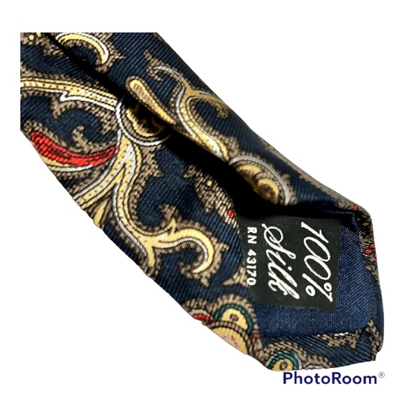 Arnie Silk Necktie Red Blue White Paisley 57" - Picture 2 of 4